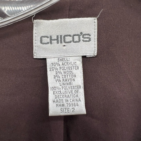 Chico’s blazer size L 12 green brown plaid tweed metallic jacket (Chico’s 2) - Picture 11 of 13